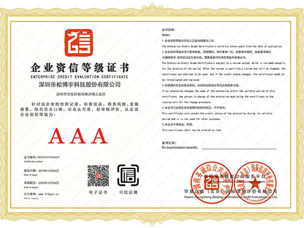 松博宇-企业资信等级证书